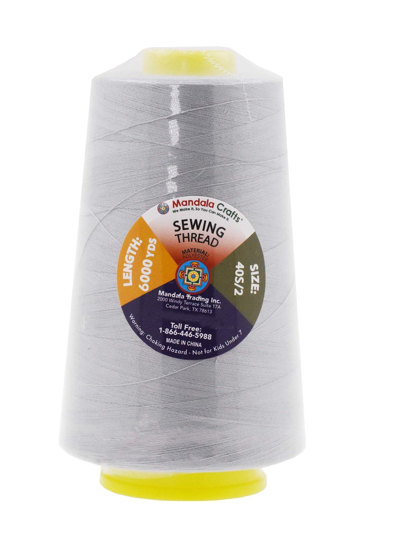 Mandala Crafts 4 Pack of Serger Threads Cones Spools - 40S/2 24000 Yards Polyester Gray Threads for Sergers Machine and Overlock Quilting Sewing Machine - Image 2